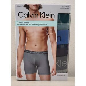 Calvin Klein NP2527-331 Men's Sz M Multi Organic Cotton Modal Boxer Briefs, 3-Pk